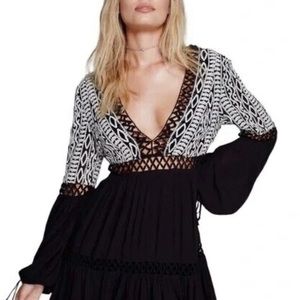 NWT Free People Dusk Til Dawn Mini Dress with lace detail